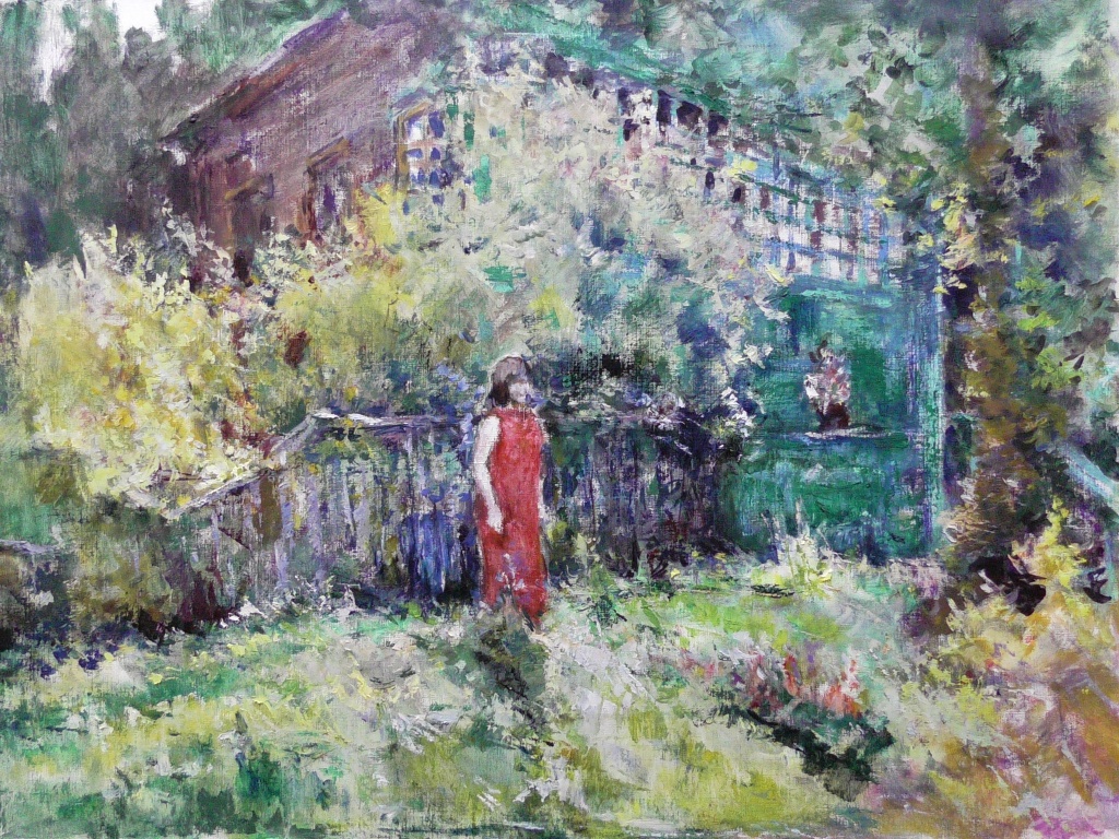 Владимир Васильев. Девушка в красном в Ладыгино. 2016. Холст, масло. 60х80